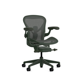 Herman Miller Aeron - Офісне крісло, розмір A, колір зелений, сталева основа з поліамідними колесами | Робочий стіл