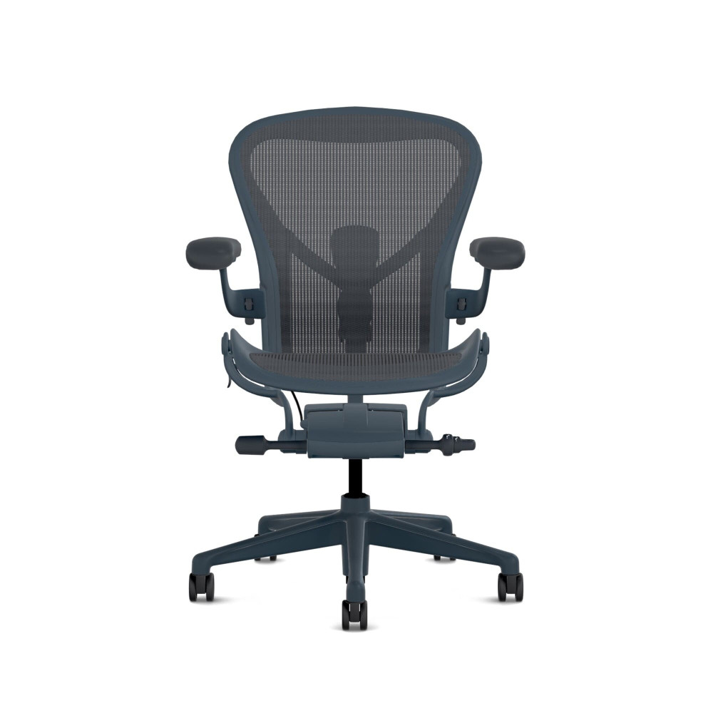 Herman Miller Aeron - Офісне крісло, розмір B, колір синій, сталева основа з поліамідними колесами | Дім та офіс