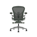 Herman Miller Aeron - Офісне крісло, розмір B, зелене сидіння та спинка, основа з полірованого алюмінію з поліамідними колесами | Корпоративне використання