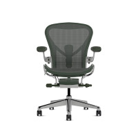 Herman Miller Aeron - Офісне крісло, розмір B, зелене сидіння та спинка, основа з полірованого алюмінію з поліамідними колесами | Корпоративне використання