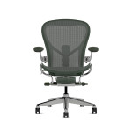 Herman Miller Aeron - офісне крісло, розмір C, зелене сидіння та спинка, полірована алюмінієва основа з поліамідними коліщатками | Робота за столом