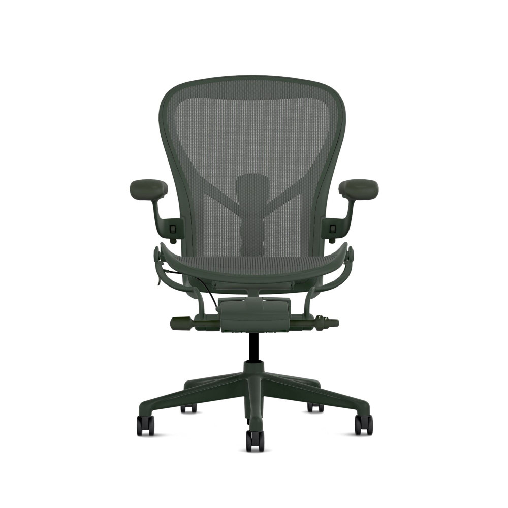 Herman Miller Aeron - Офісне крісло, розмір C, колір зелений, сталева основа з поліамідними колесами | Робоче середовище