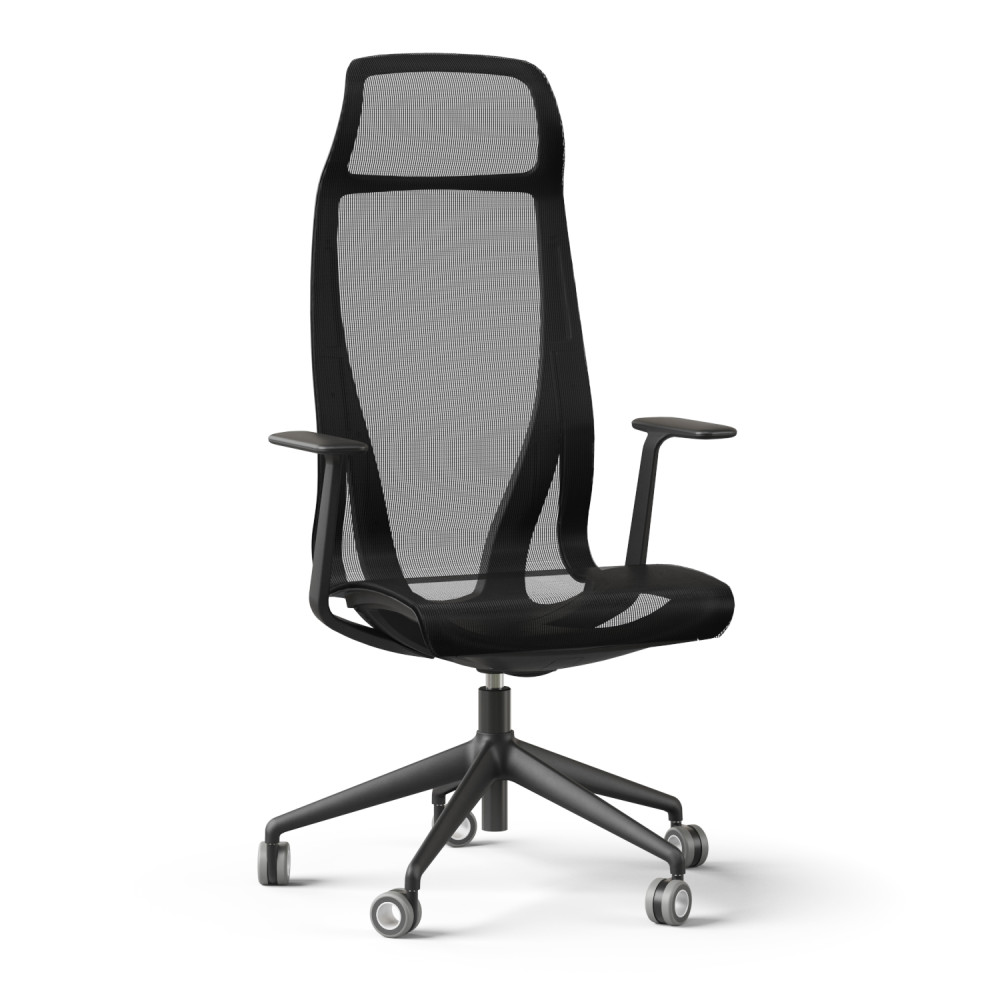 Офисное кресло D-CHAIR с подлокотниками, на колесиках, сиденье и спинка - сетка